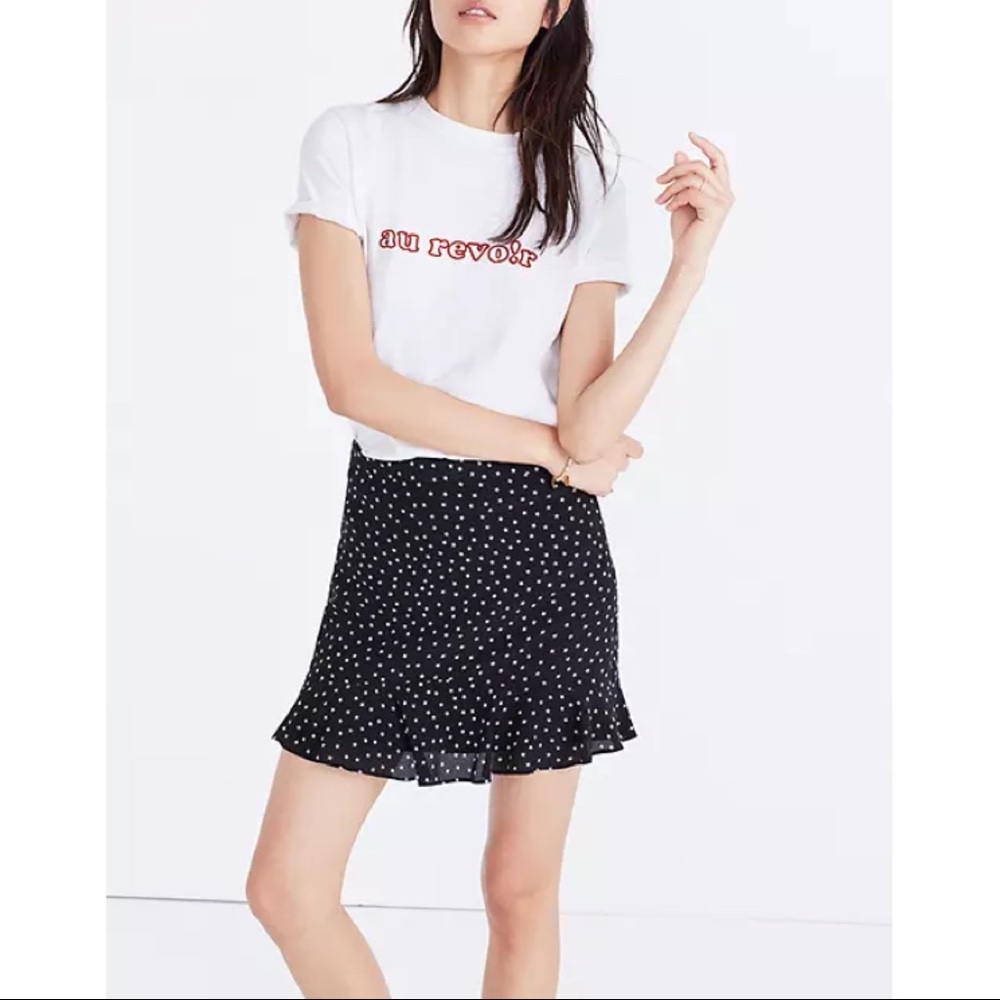 Silk Ruffle-Edge Skirt in Star Scatter